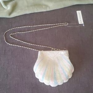 Beaded Crossbody Clutch Pastel Shell Purse